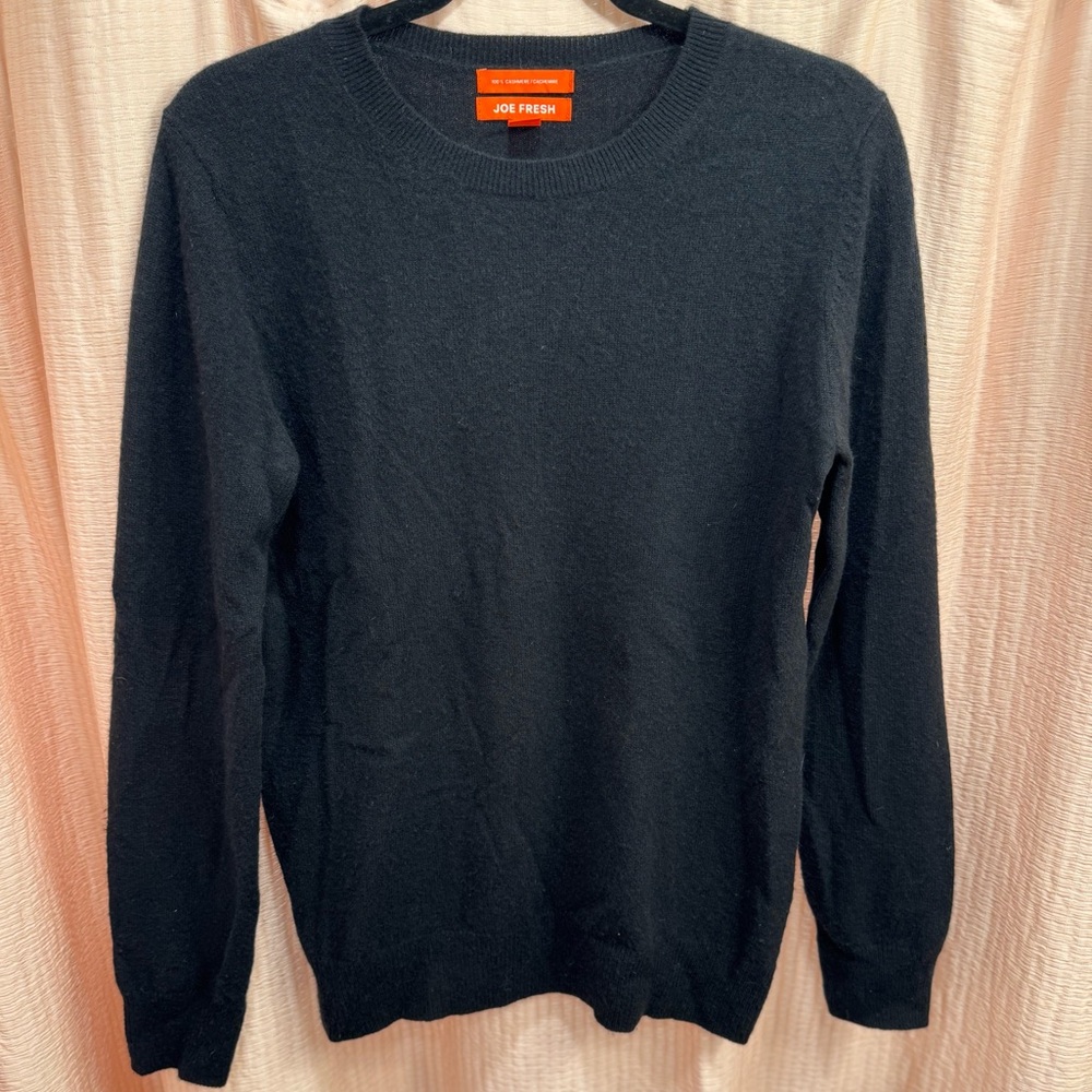 Joe Fresh Men's Classic Black 100% Cashmere Crewneck Sweater